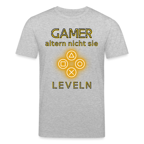Gamer Shirt 1.0 geld/schwarz - Grau meliert