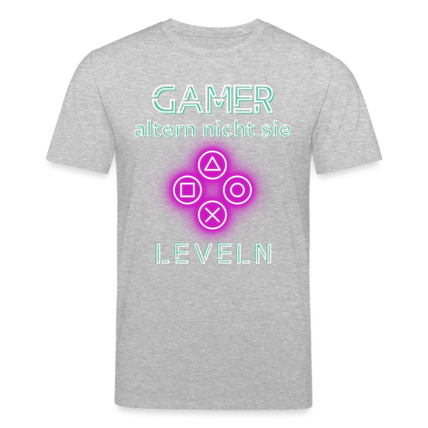 Gamer Shirt 1.0 pink - Grau meliert